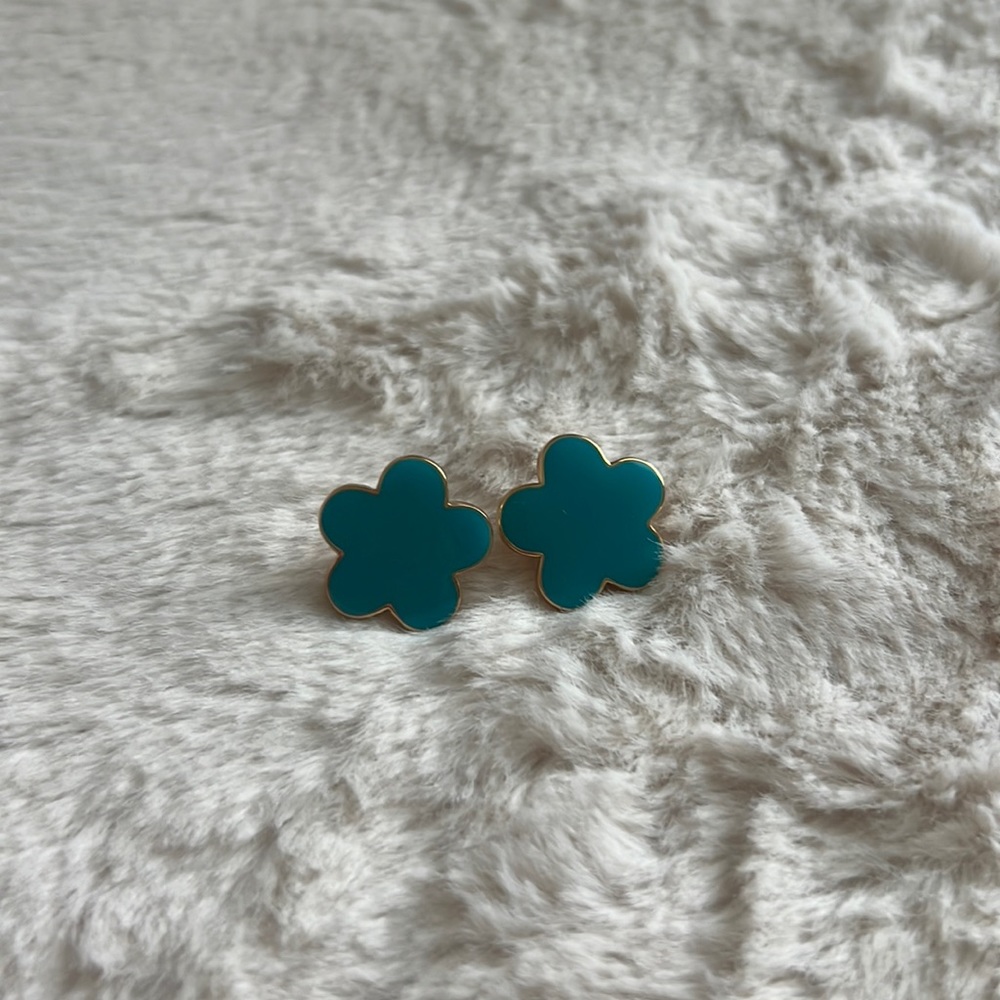 New Teal Clover Studs